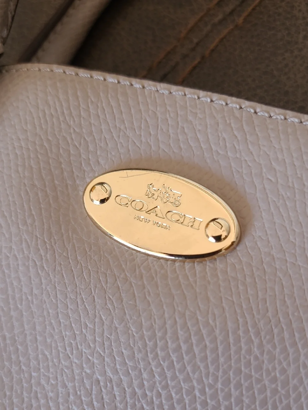 Coach Mini Cora Dome Cross Grain Leather Satchel Crossbody Purse Gray Cream